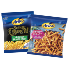 Aviko supercrunch! friet, zoete
aardappel friet of churros